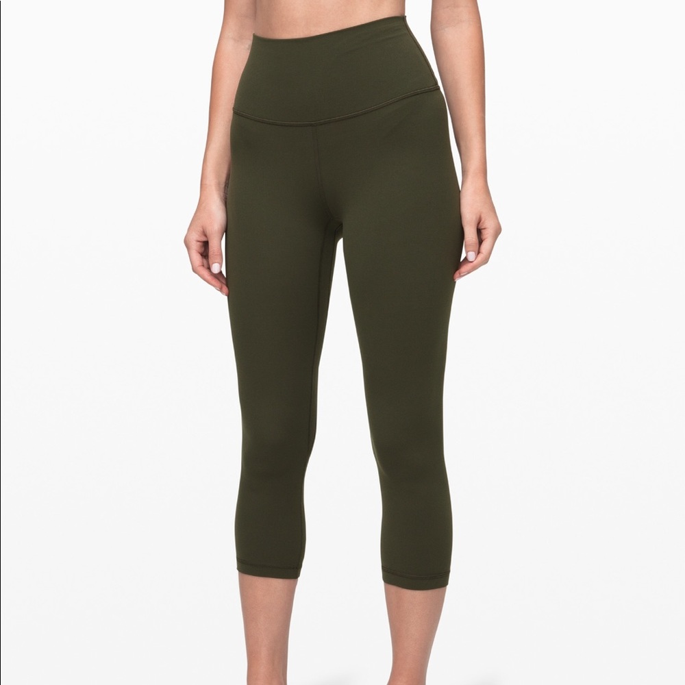 NEW Lululemon 21in crop olive green align leggings